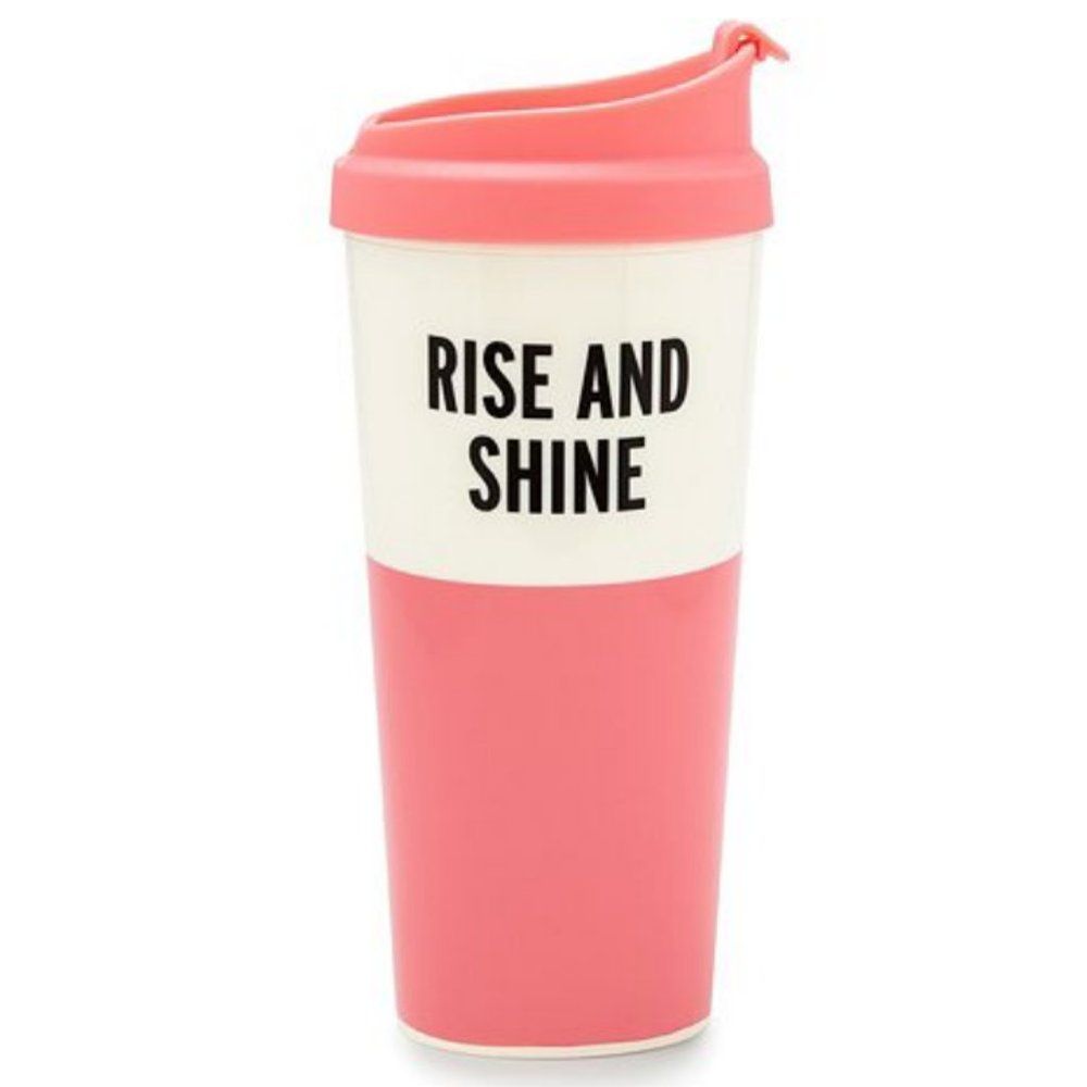 kate spade rise and shine pink thermal tumbler mug cup nwt